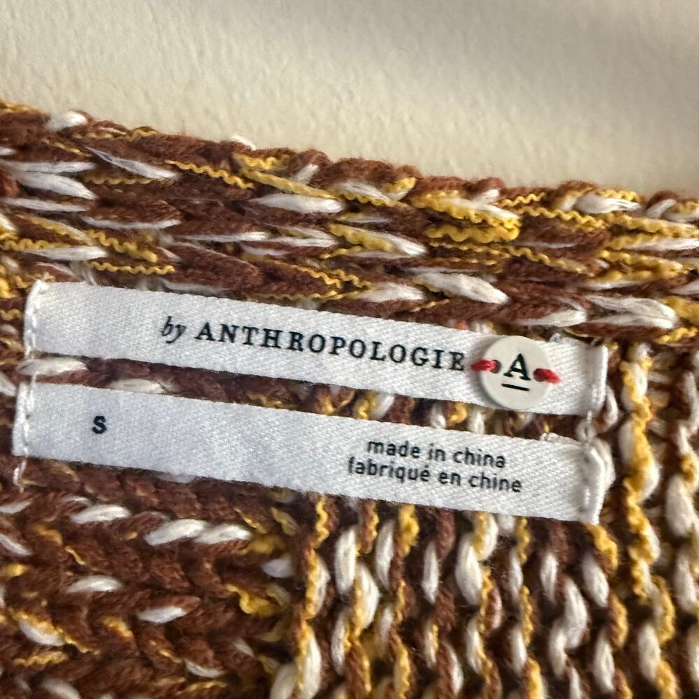 by ANTHROPOLOGIE Textured Poncho BOHO Sweater Top Size Small - Picture 4 of 9